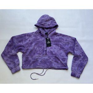 PRPS Women’s Pullover Hoodie Crop Purple Tie Dye Wash Size S